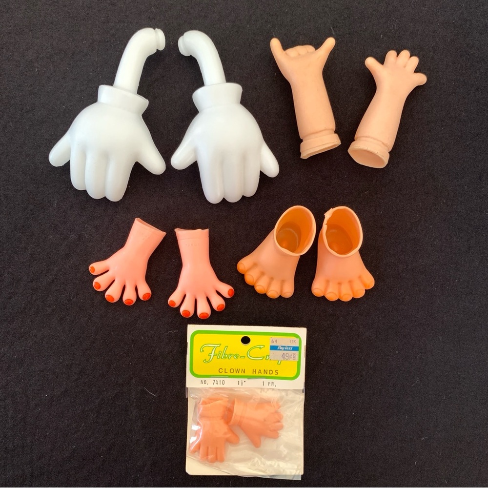Vintage Lot Assorted Plastic Rubber Doll Clown Troll Hands Arms Legs Feet Sets